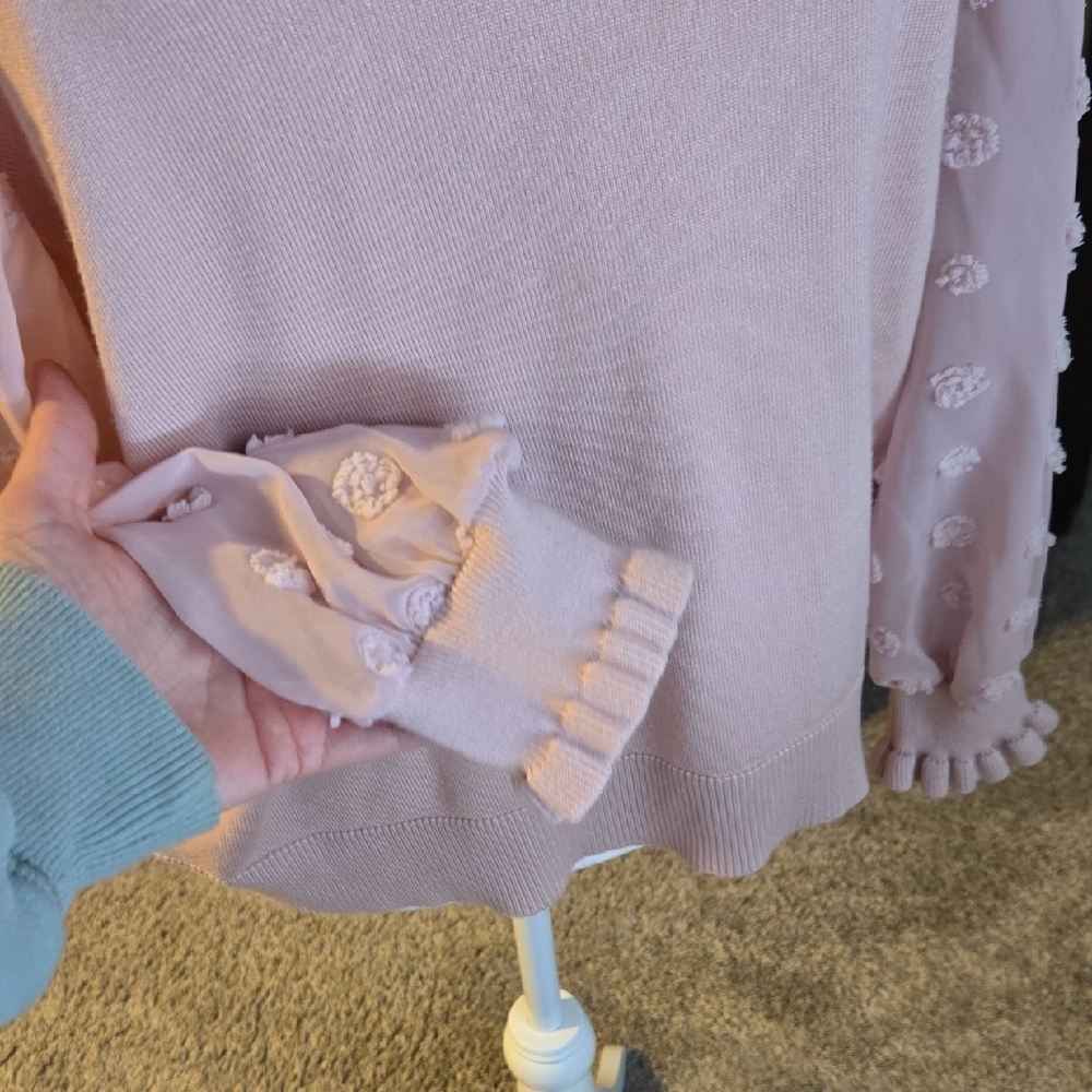 Pink Ruffled Long Sleeve Sweater - Picture 2 of 7